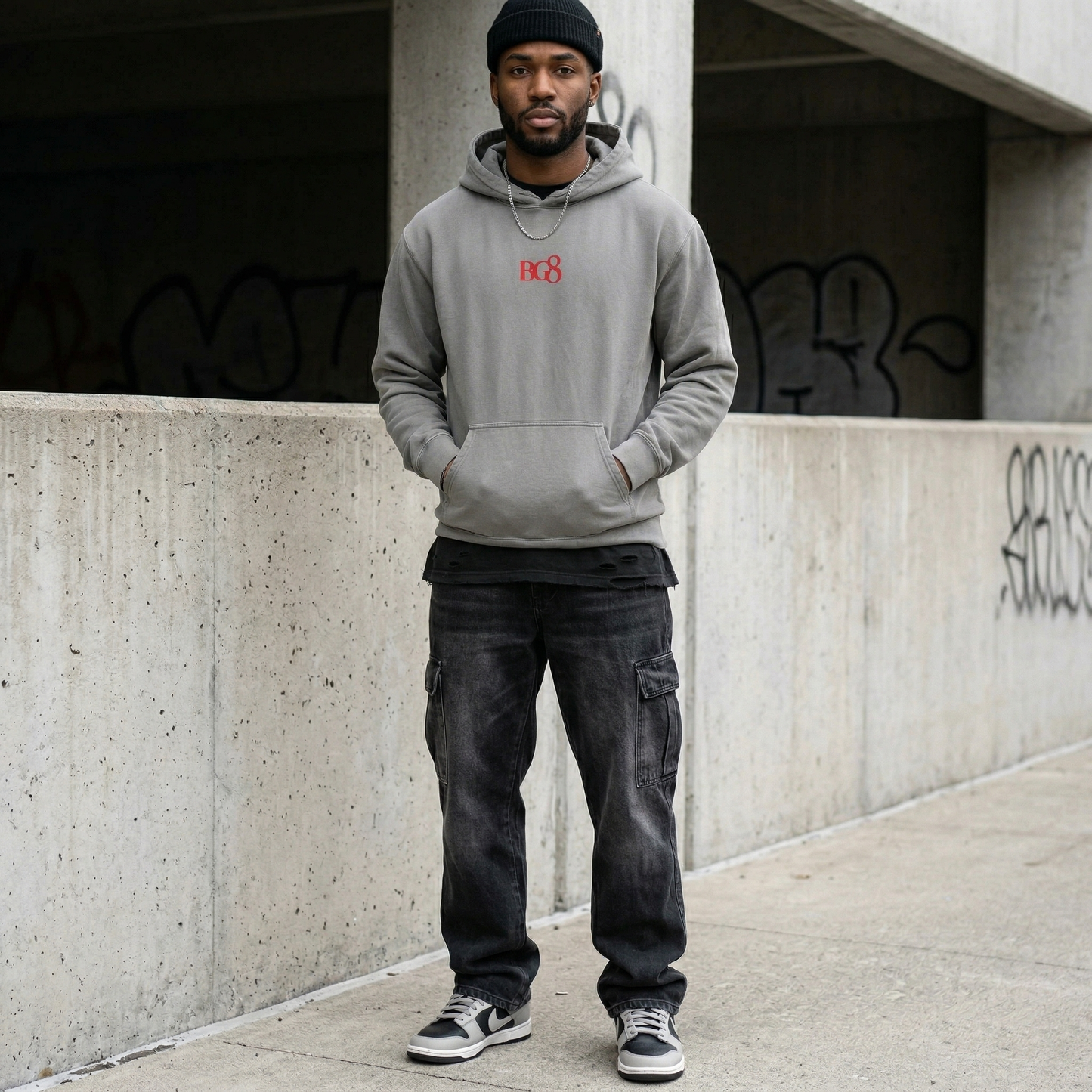 BG8 Unisex garment-dyed Embroidered Hoodie